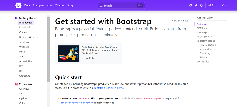 Bootstrap serving Carbon ads