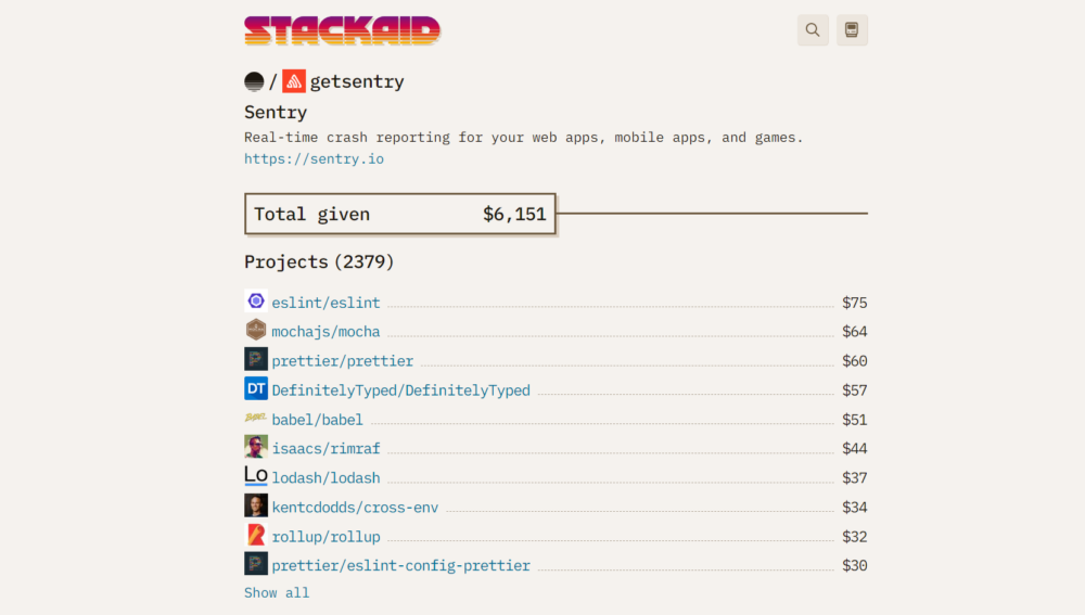 Sentry on Stackaid